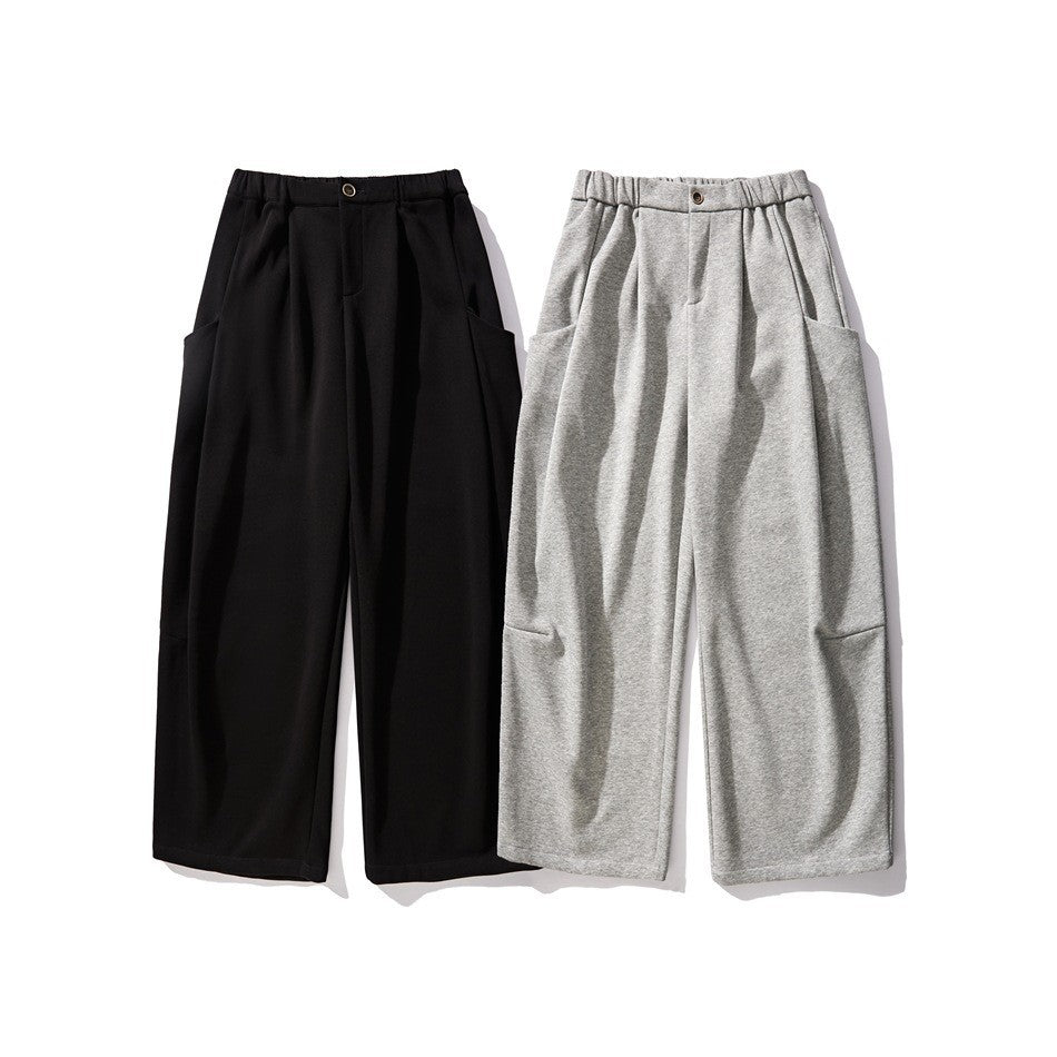 Loose Straight Fit Sweatpants with Drop Crotch Design