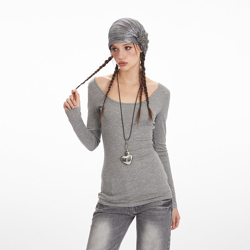 Back Cut-Out Fitted Long Sleeve Top for Women