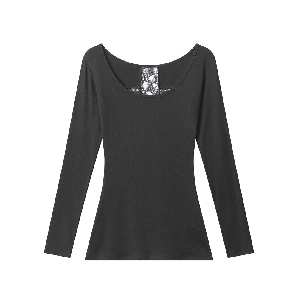 Back Cut-Out Fitted Long Sleeve Top for Women