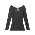 Back Cut-Out Fitted Long Sleeve Top for Women