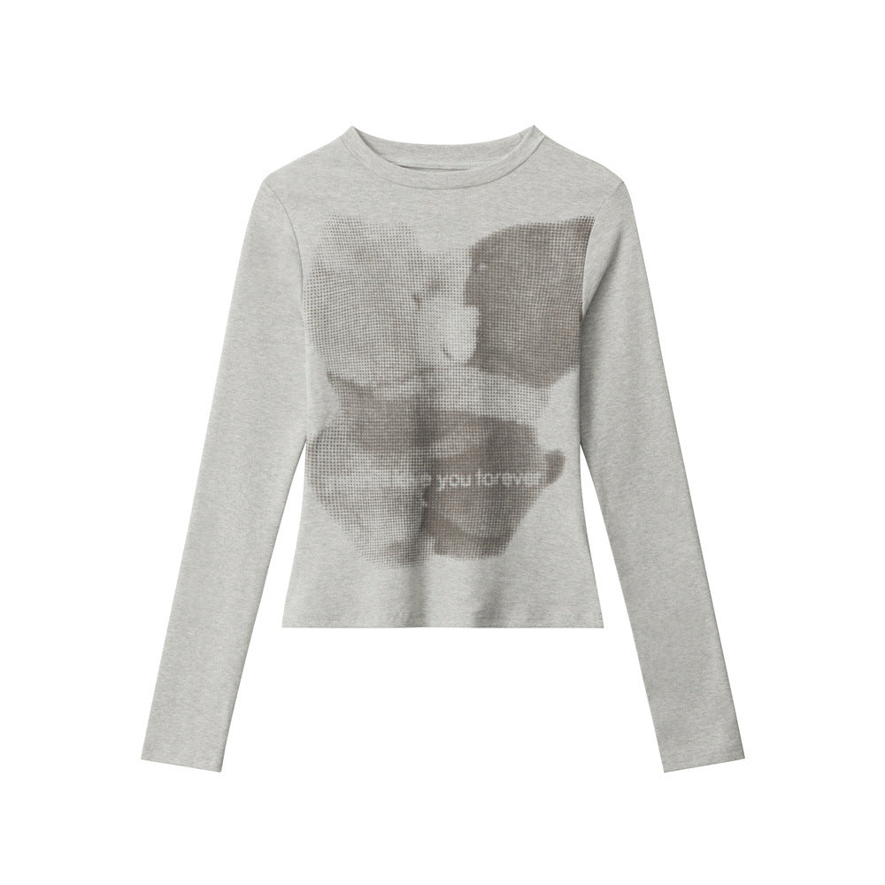 Shoulder Sleeve Slim Fit Long Sleeve Top  Casual Inner Layer T-Shirt