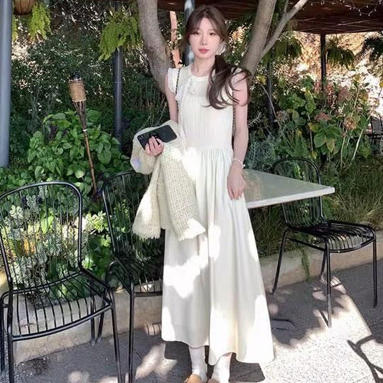 Vertical Stripe Lace Patchwork Flutter Sleeve Dress