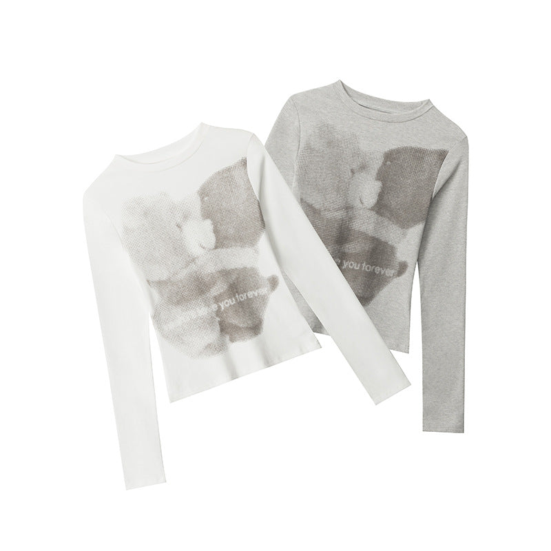 Shoulder Sleeve Slim Fit Long Sleeve Top  Casual Inner Layer T-Shirt
