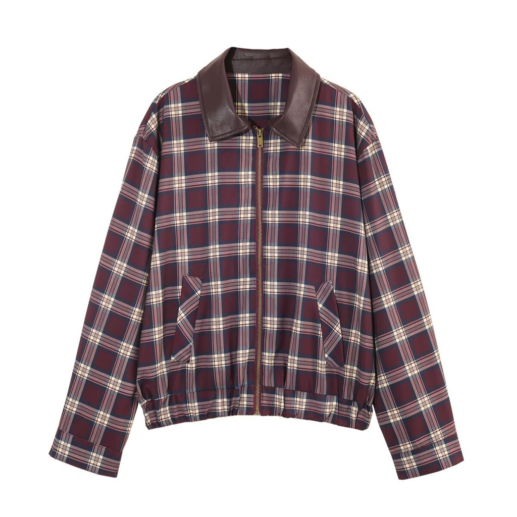Splicing POLO collar jacket jacket+skirt pants set