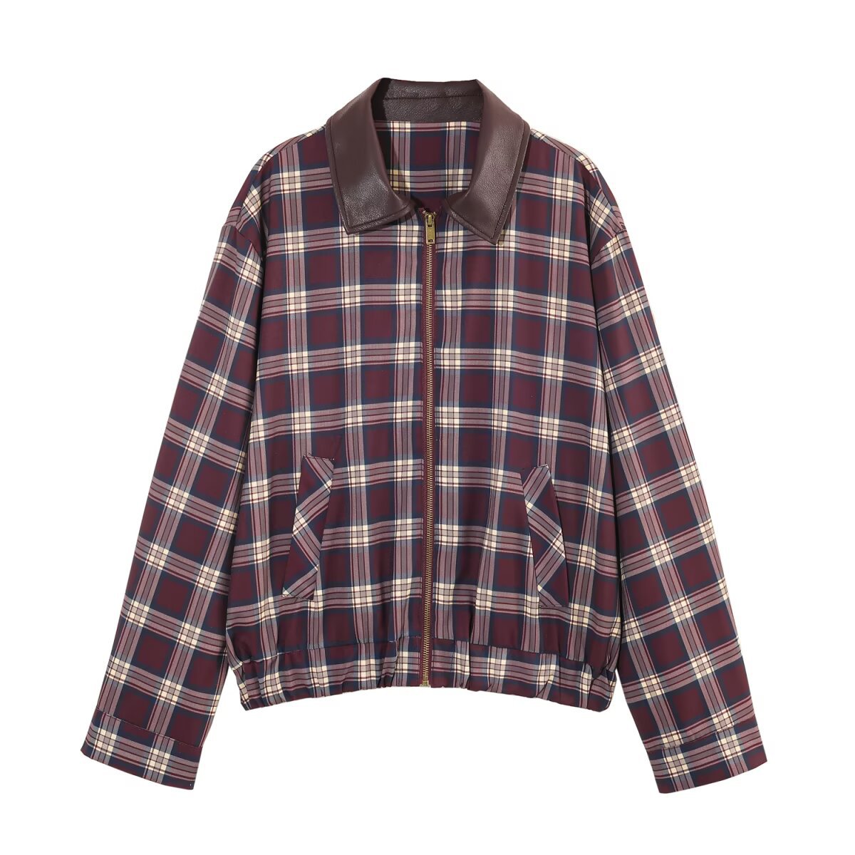 Splicing POLO collar jacket jacket+skirt pants set