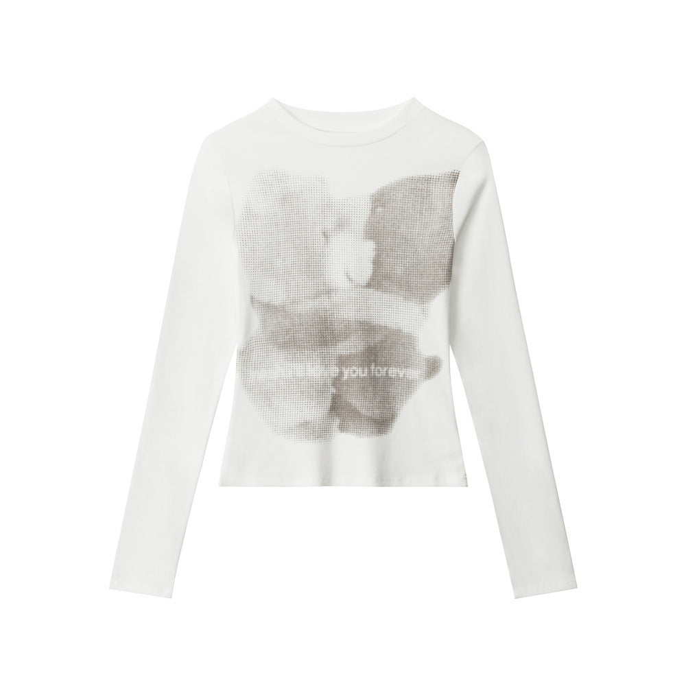 Shoulder Sleeve Slim Fit Long Sleeve Top  Casual Inner Layer T-Shirt