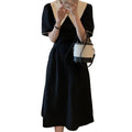 Chic Color-Blocked V-Neck Dress for Women