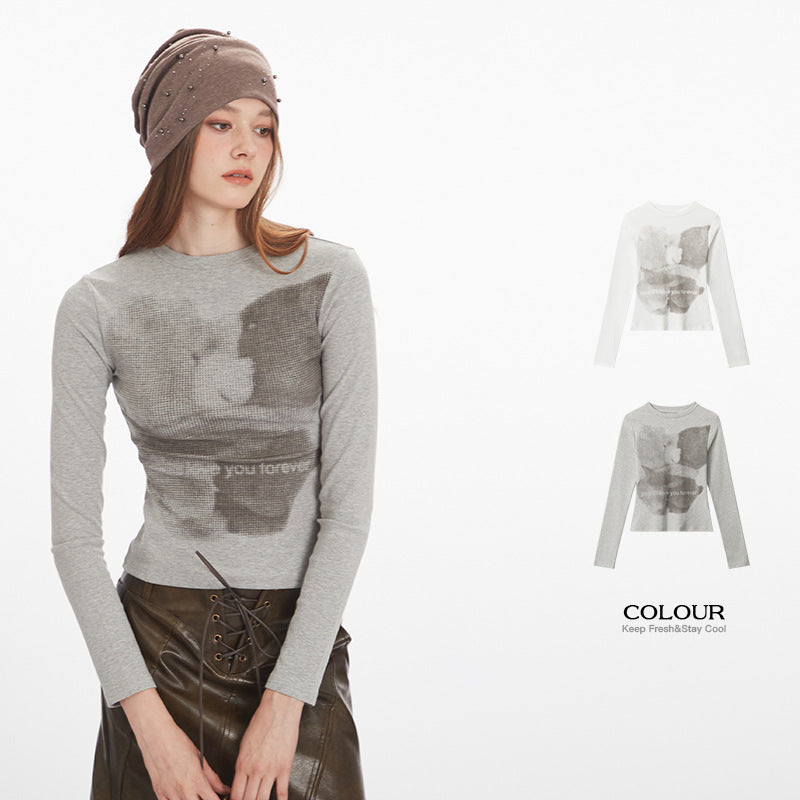 Shoulder Sleeve Slim Fit Long Sleeve Top  Casual Inner Layer T-Shirt