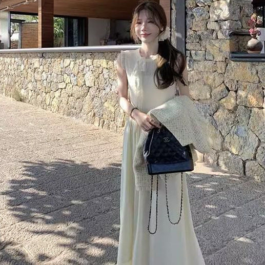 Vertical Stripe Lace Patchwork Flutter Sleeve Dress