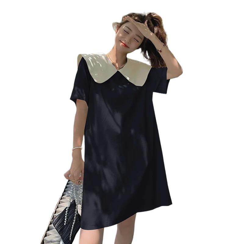 Butterfly Knot Two-Way Wear Color-Blocked Peter Pan Collar Dress