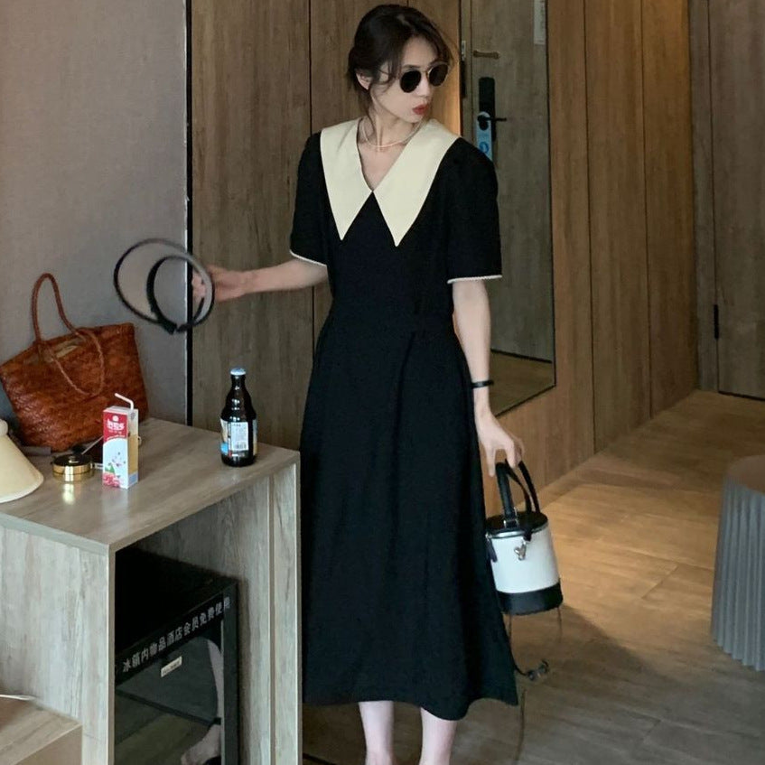 Chic Color-Blocked V-Neck Dress for Women
