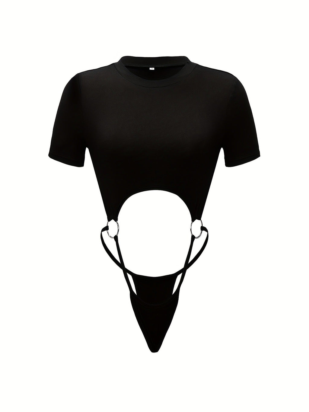 Fashion Sexy Round Neck Solid Color Fitted Thong Bodysuit for Women