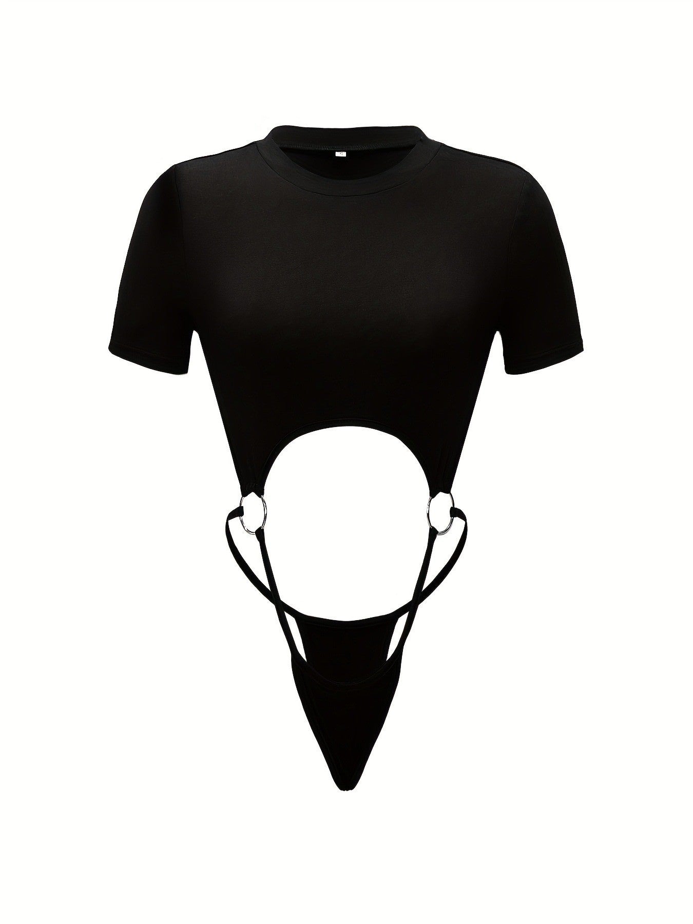 Fashion Sexy Round Neck Solid Color Fitted Thong Bodysuit for Women
